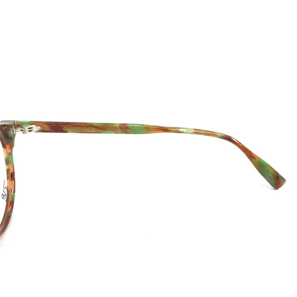 Gigi Studios Eyeglasses Frames BROOKS 64900/18 Brown Green Red Horn 48-19-145